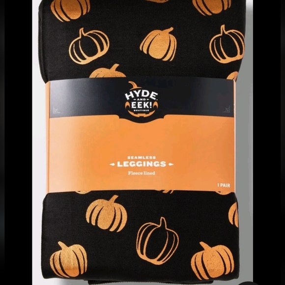 Pumpkin (S/M) Foil Black/Orange Halloween Leggings - Picture 3 of 10